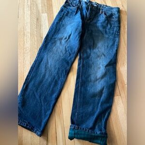 Lands’ End Flannel Lined Boys Jeans Sz. 12 Husky 12H